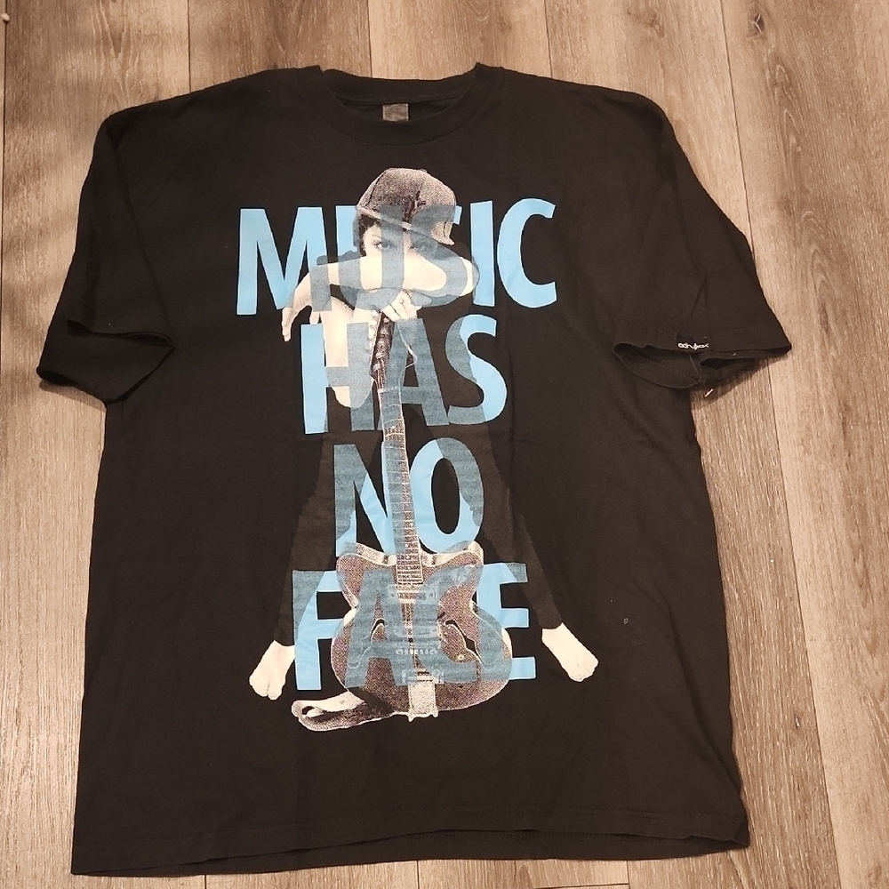 Black Graphic T-Shirt with Blue Print